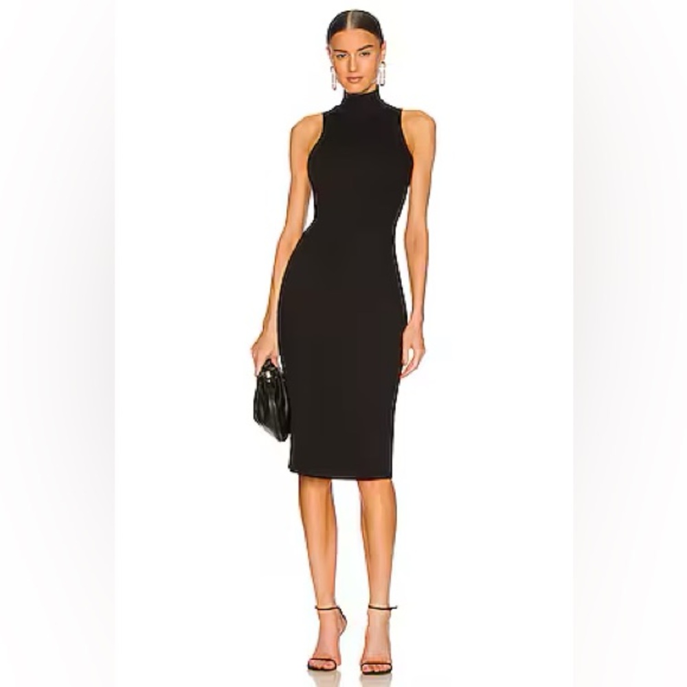 Commando Black Sleeveless Mock-Neck Midi Bodycon Dress - Picture 5 of 15